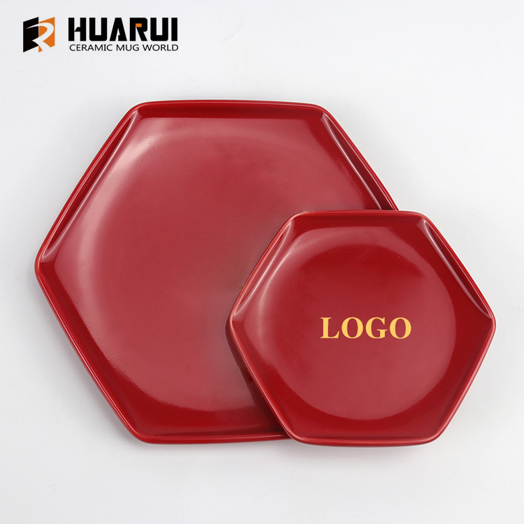 陶瓷餐盘六边形盘子印制